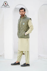 Olive Quilted Puffer Jacket – sleevles