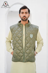 Olive Quilted Puffer Jacket – sleevles