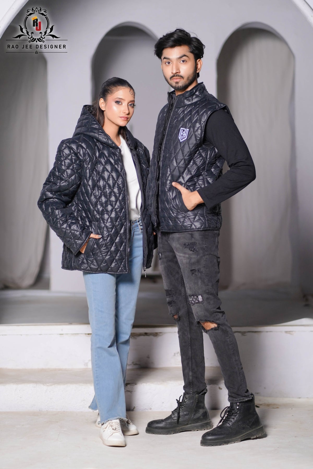 Black Puffer Jacket Females -Full sleaves