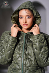 Olive Puffer Jacket Females -Full sleaves