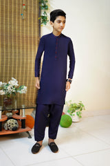 New Navy Blue Designer Boy's Kameez Shalwar RJ-KIDS208
