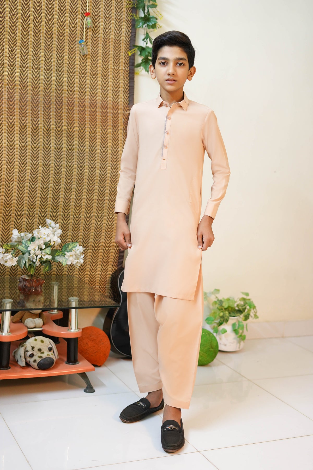 New Skin Peach Designer Boy's Kameez Shalwar RJ-KIDS210