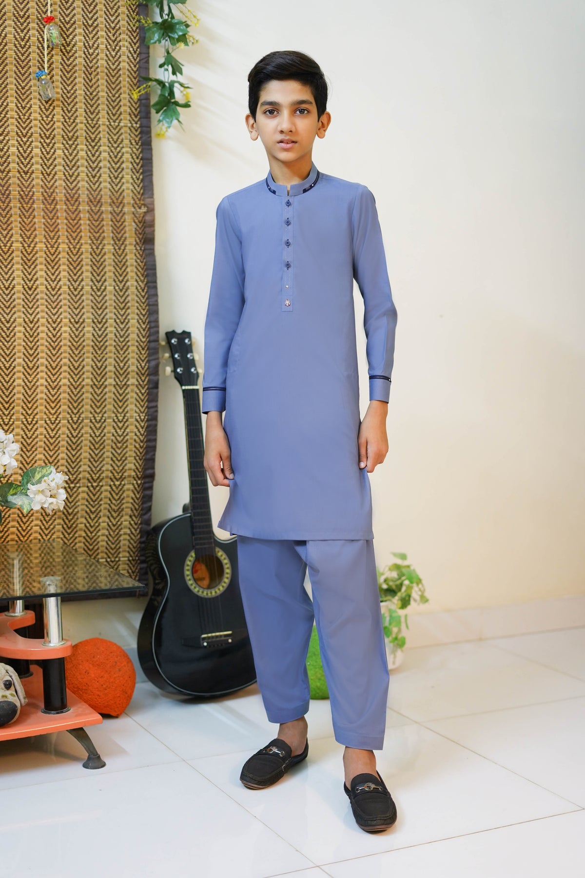 New Steel Blue Designer Boy's Kameez Shalwar RJ-KIDS213