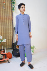 New Steel Blue Designer Boy's Kameez Shalwar RJ-KIDS213