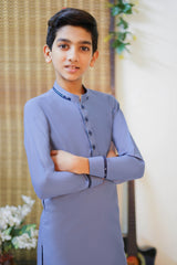 New Steel Blue Designer Boy's Kameez Shalwar RJ-KIDS213
