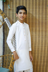 New White Designer Kids and Boy's Kameez Shalwar RJ-KIDS216