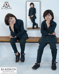 Steel Grey Waistcoat Set for Boys | RJ-KIDS239