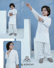 Pristine White Kurta Shalwar for Boys | RJ-KIDS245