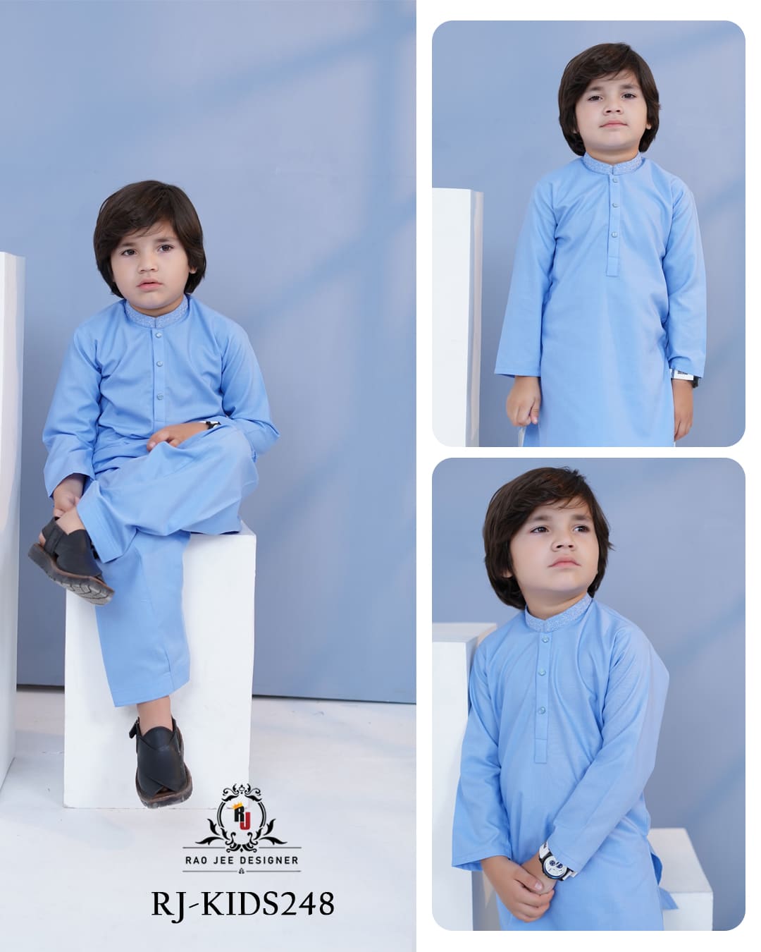 Sky Blue Kurta Shalwar for Boys | RJ-KIDS248