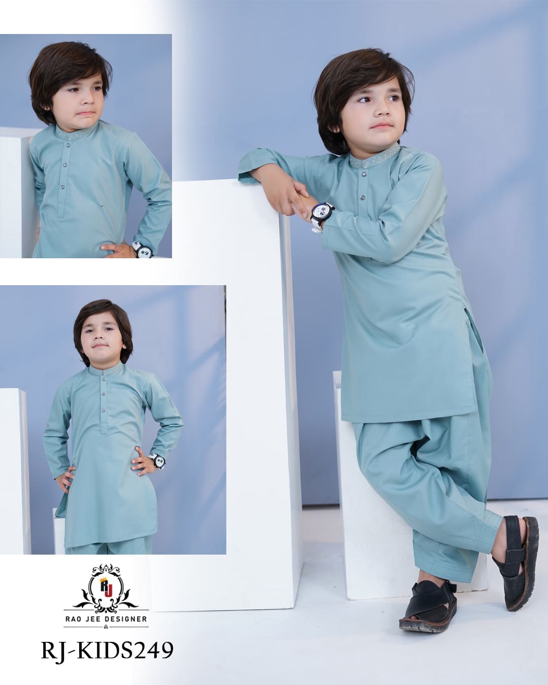 Sage Mist Kurta Shalwar for Boys | RJ-KIDS249
