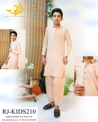 Skin Peach Designer Boy's Kameez Shalwar RJ-KIDS210