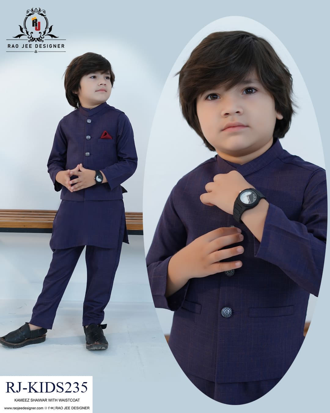 Midnight Plum Waistcoat Set for Boys | RJ-KIDS235