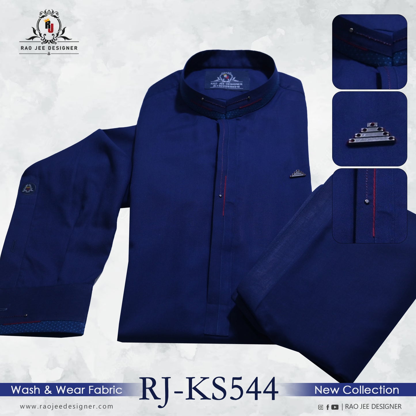 Navy Blue Mens Kameez Shalwar RJ-KS544