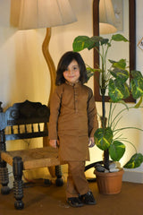 Chestnut Brown Cambric Cotton Boy's Kurta Pajama RJ-KIDS215