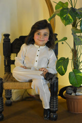Off White Cambric Cotton Boy's Kurta Pajama RJ-KIDS216