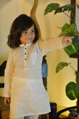 Off White Cambric Cotton Boy's Kurta Pajama RJ-KIDS216