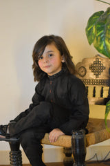 Phantom Black Cambric Cotton Boy's Kurta Pajama RJ-KIDS211