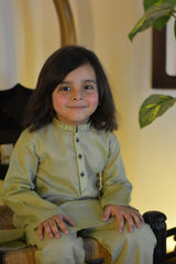 Sage Green Cambric Cotton Boy's Kurta Pajama RJ-KIDS213