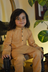 Sand Brown Cambric Cotton Boy's Kurta Pajama RJ-KIDS217
