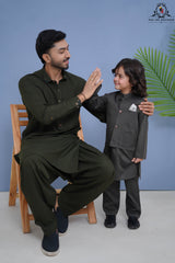 Olive Green Men's Kameez Shalwar RJ-KS612, Rao Jee Designer