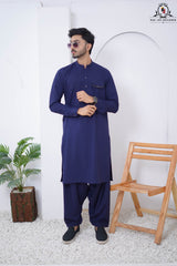 Indigo Blue Designed Men's Kameez Shalwar RJ-KS613