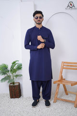 Indigo Blue Designed Men's Kameez Shalwar RJ-KS613
