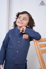 Slate Blue 3-Piece Waistcoat Set for Boys | RJ-KIDS225