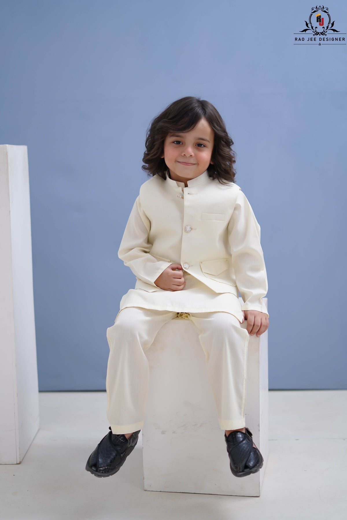 Vanilla Elegance 3-Piece Waistcoat Set for Boys | RJ-KIDS227
