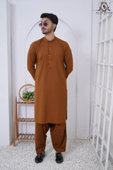 Rust Orange Designed Men's Kameez Shalwar RJ-KS616