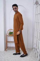 Rust Orange Designed Men's Kameez Shalwar RJ-KS616