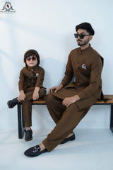 Cedar Brown Men’s Kameez Shalwar with Waistcoat (RJ-KW163)