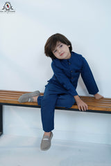Navy Azure Waistcoat Set for Boys | RJ-KIDS238