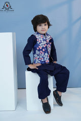 Floral Navy Waistcoat Set for Boys | RJ-KIDS240