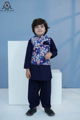 Floral Navy Waistcoat Set for Boys | RJ-KIDS240