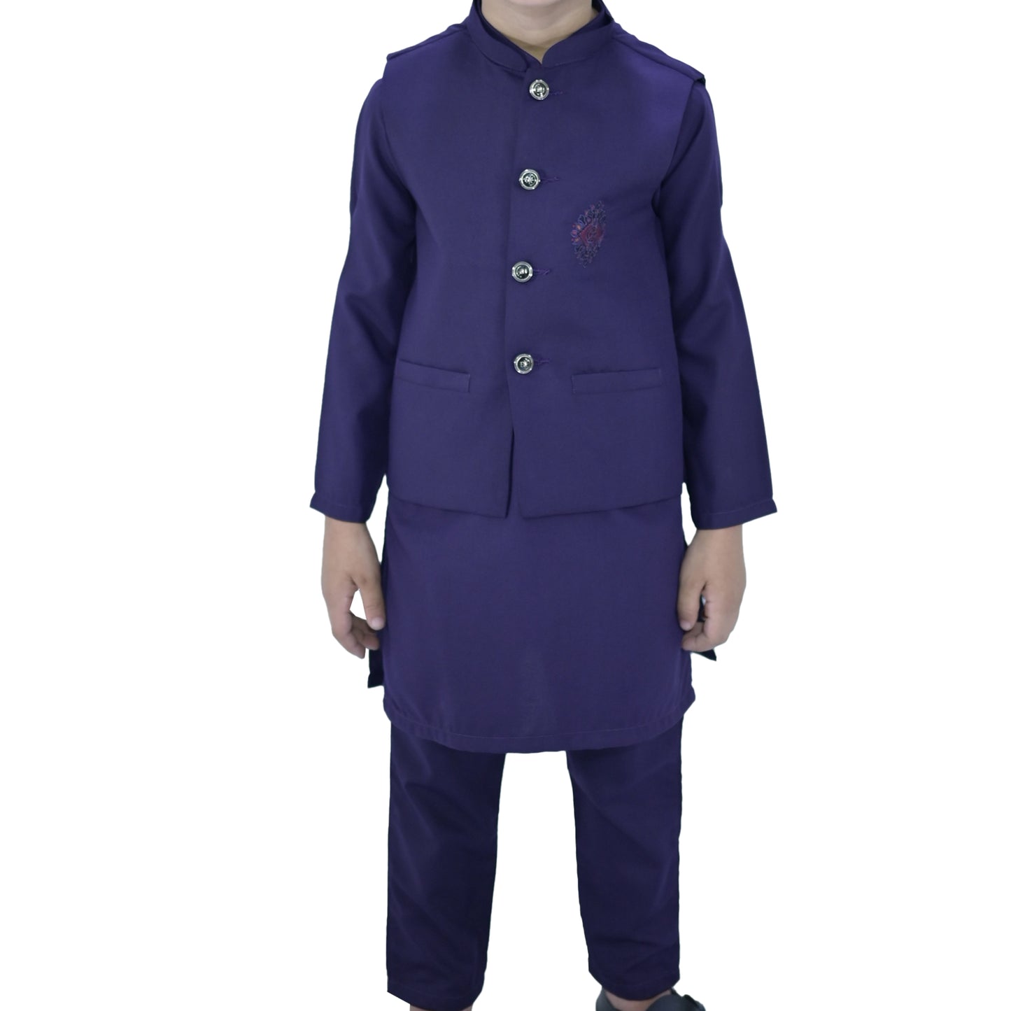 Purple Boys Kurta Pajama with Waistcoat RJ-KIDS193