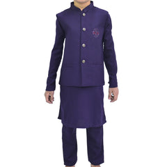Purple Boys Kurta Pajama with Waistcoat RJ-KIDS193