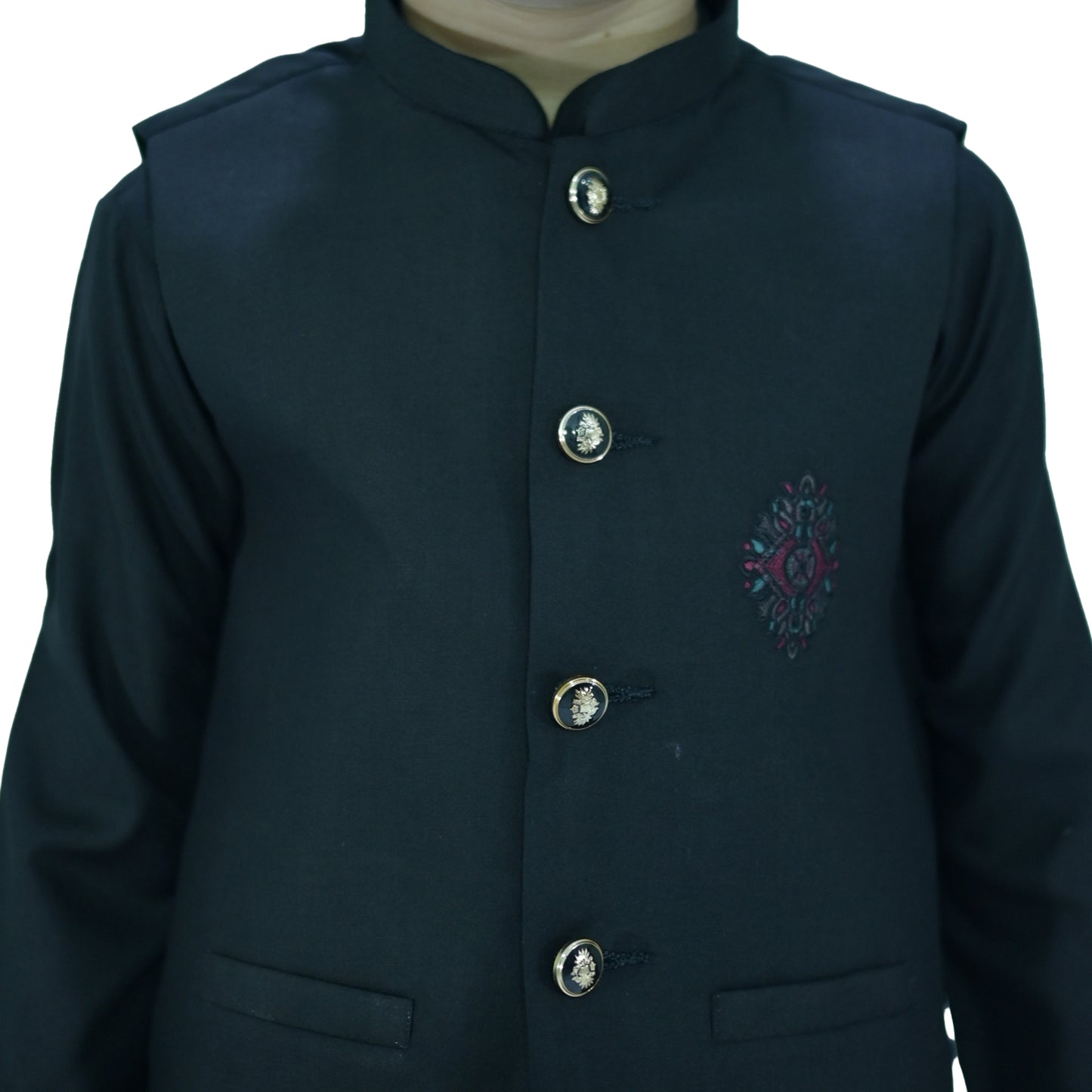 Black Boys Kurta Pajama with Waistcoat RJ-KIDS196