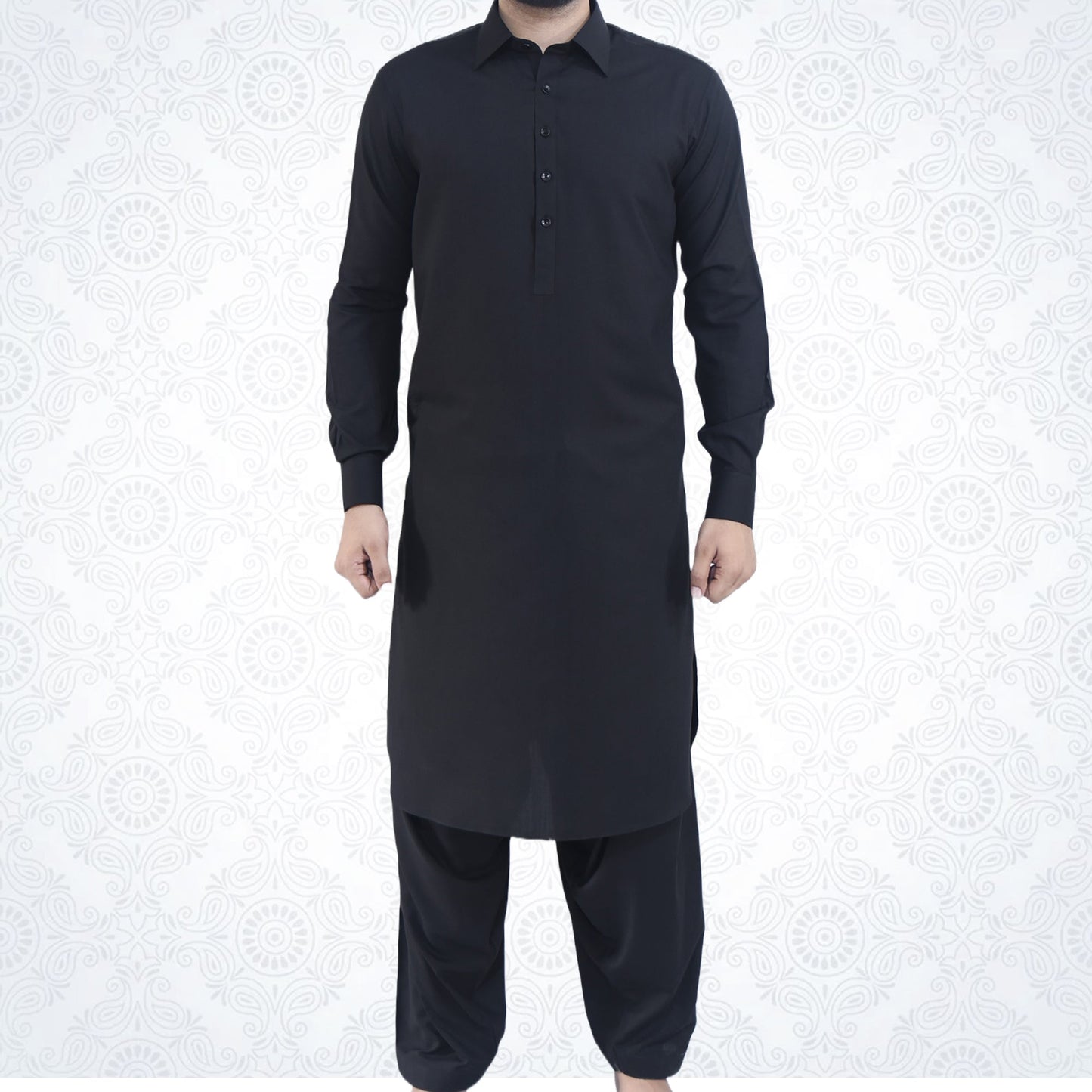 Black kameez shalwar wash & wear RJ - KS442 - Rao Jee Designer