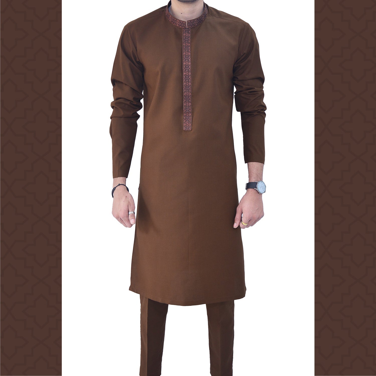 Brown Men's Kurta Pajama RJ - K193 - Rao Jee Designer