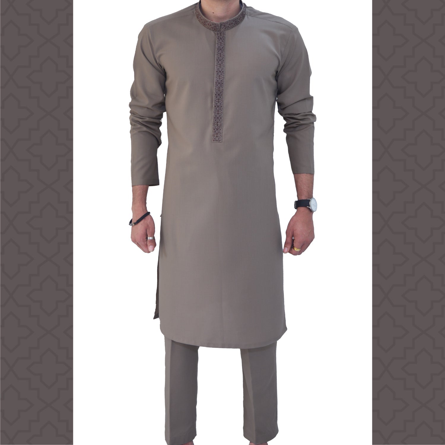 Charcoal black Men's Kurta Pajama RJ - K191 - Rao Jee Designer