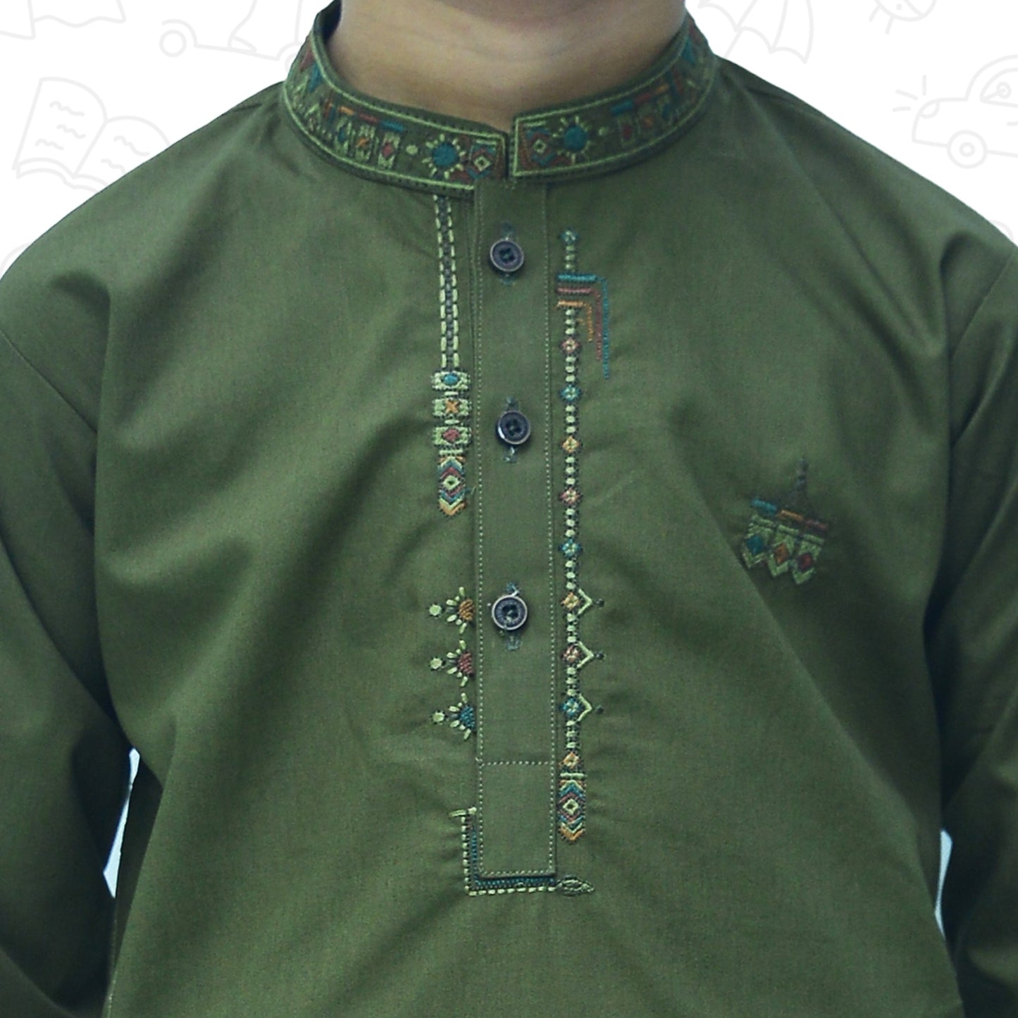 Dark Green Boy's cotton Kurta Pajama RJ - KIDS179 - Rao Jee Designer