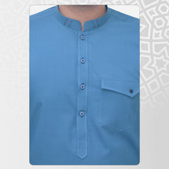 Light Blue Men's Kameez Shalwar Wash & Wear Ready To Wear RJ - KS513 - Rao Jee Designer