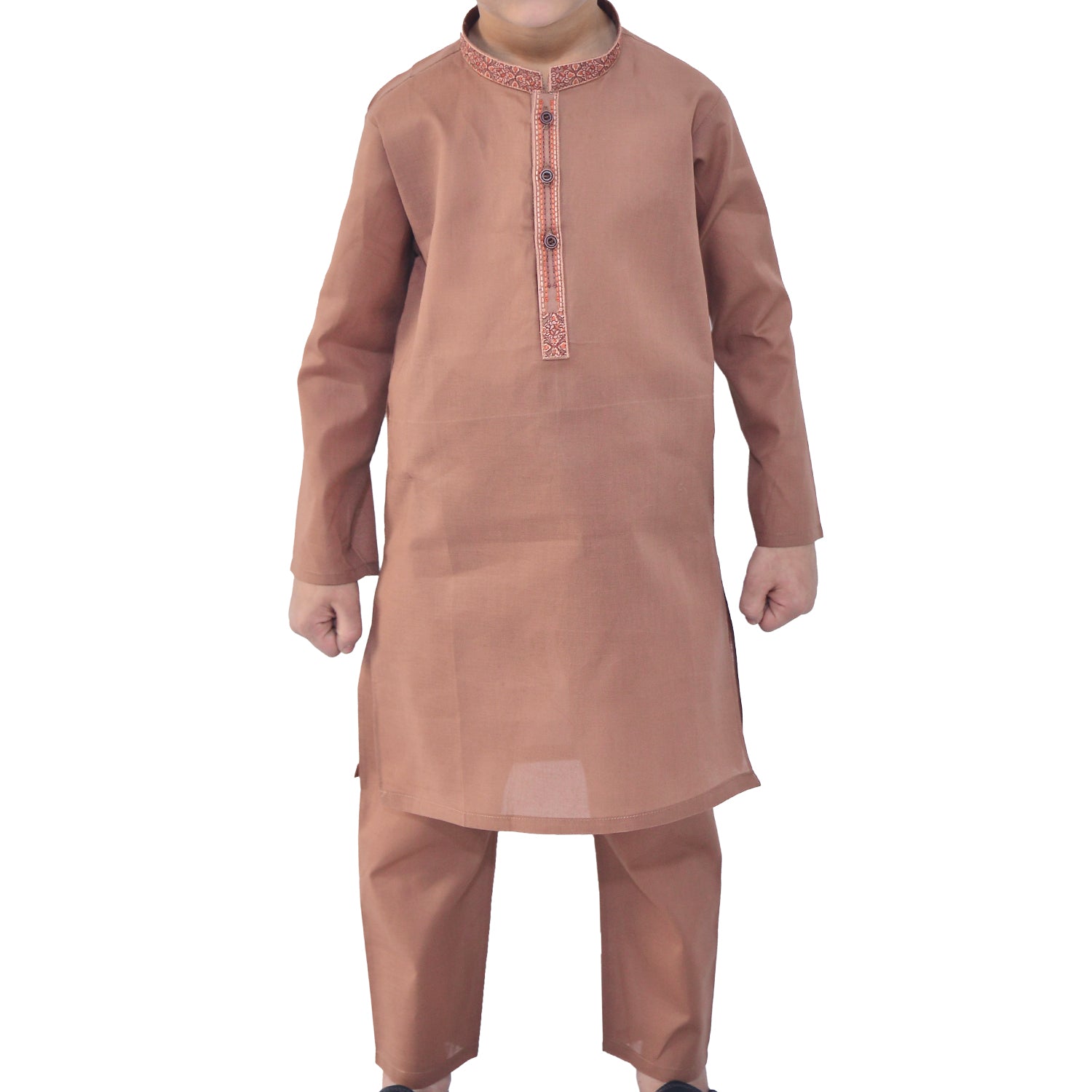 Light Brown Boy's cotton Kurta Pajama RJ - KIDS149 - Rao Jee Designer