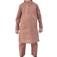 Light Brown Boy's cotton Kurta Pajama RJ - KIDS149 - Rao Jee Designer