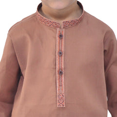Light Brown Boy's cotton Kurta Pajama RJ - KIDS149 - Rao Jee Designer