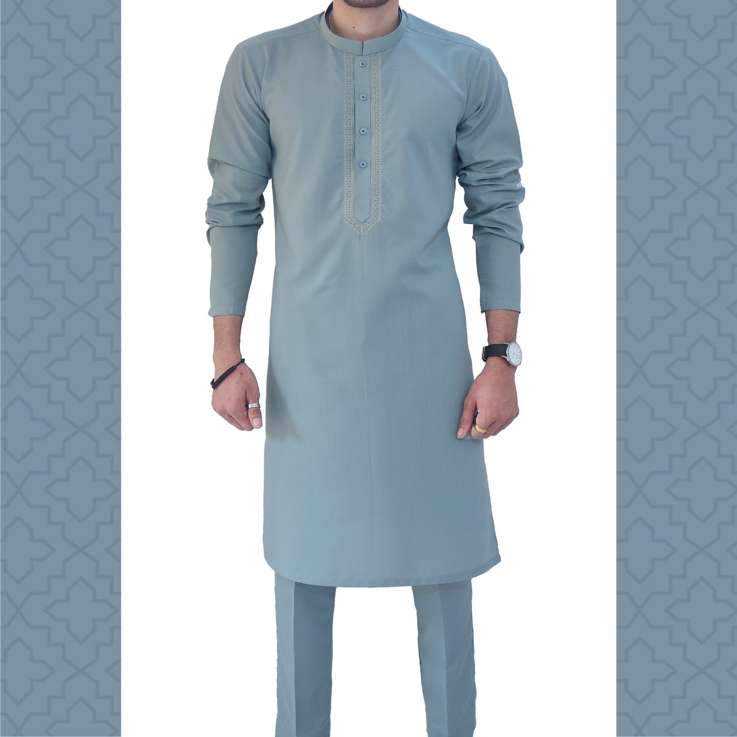 Light Sea Green Men's Kurta Pajama RJ - K192 - Rao Jee Designer