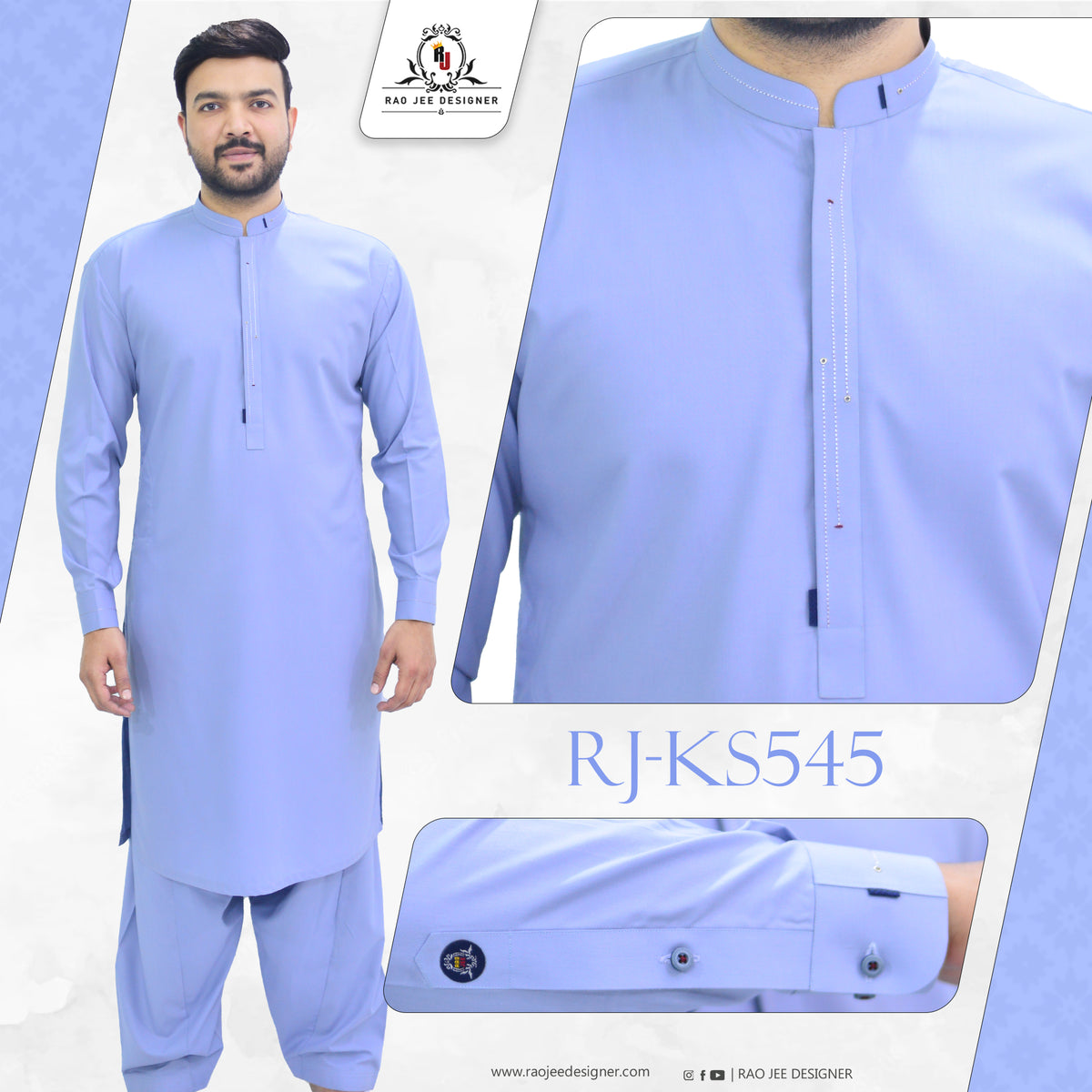 Light Grey Mens Kameez Shalwar RJ-KS545