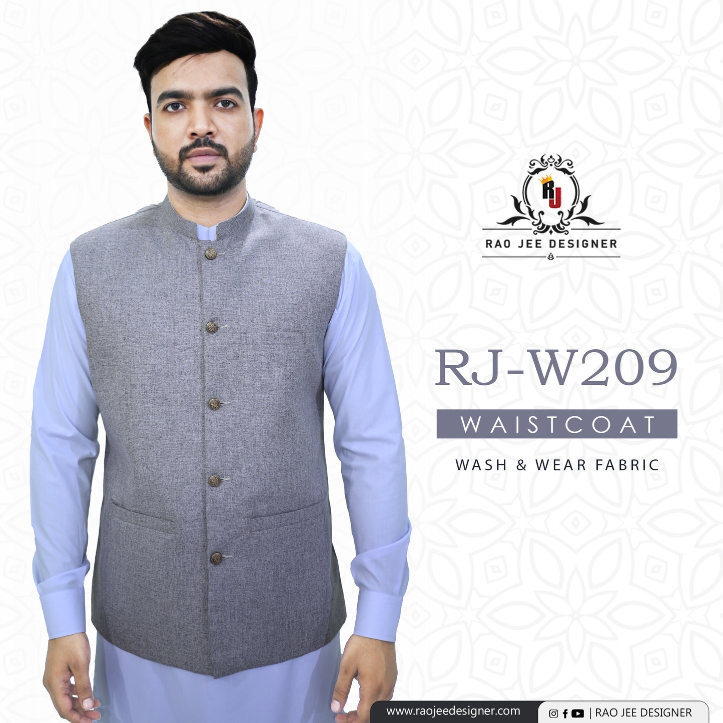 Men's Waistcoat Wash & Wear Fabric (RJ-W209)