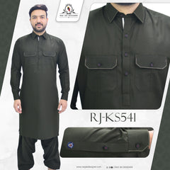 Dark Green Mens Kameez Shalwar RJ-KS541
