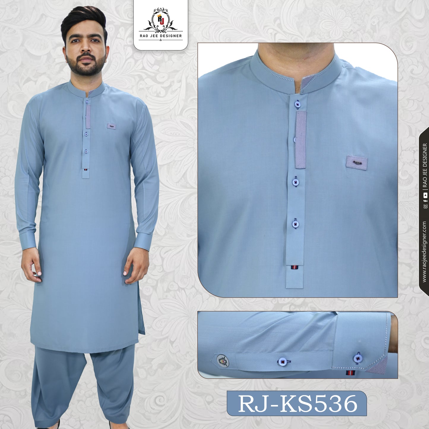 Men's Kameez Shalwar Wash & Wear Fabric RJ-KS536